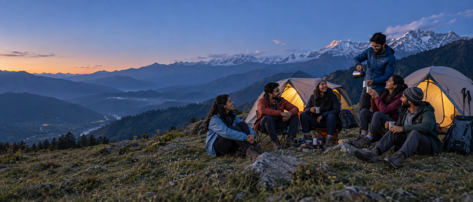 Camp beneath the mountains